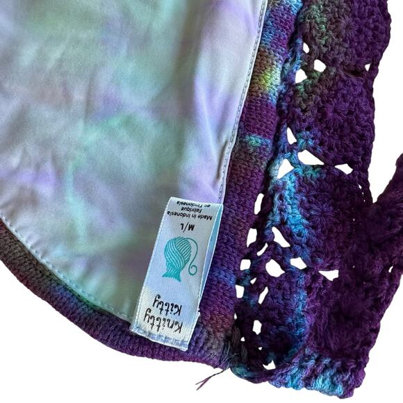 Women's Bathing Top Size Medium Purple Tie Dye Bikini Halter - Picture 7 of 9
